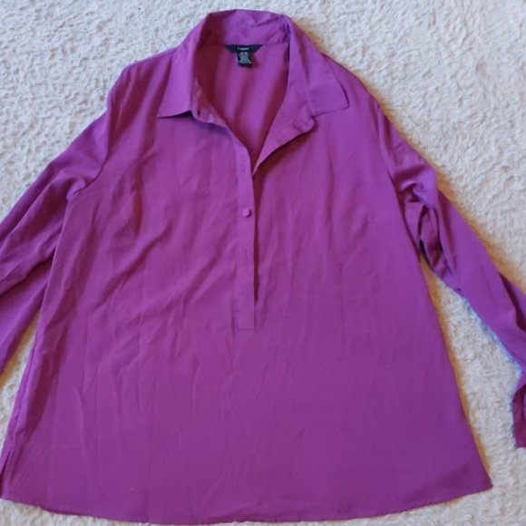 Haggar Tops - Haggar Magenta Quarter Button Shirt with full length Sleeves.